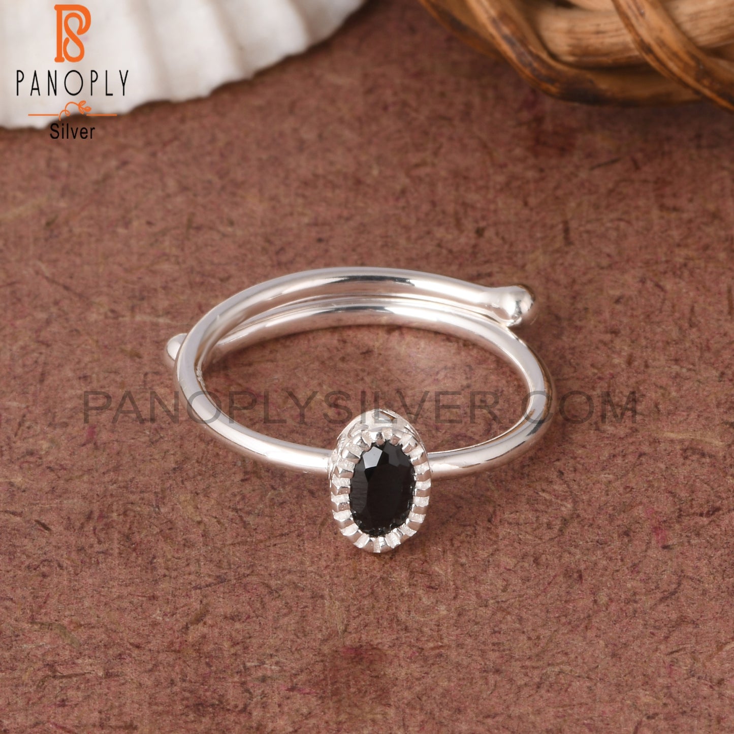 Black Spinel Oval Shape 925 Sterling Silver Ring