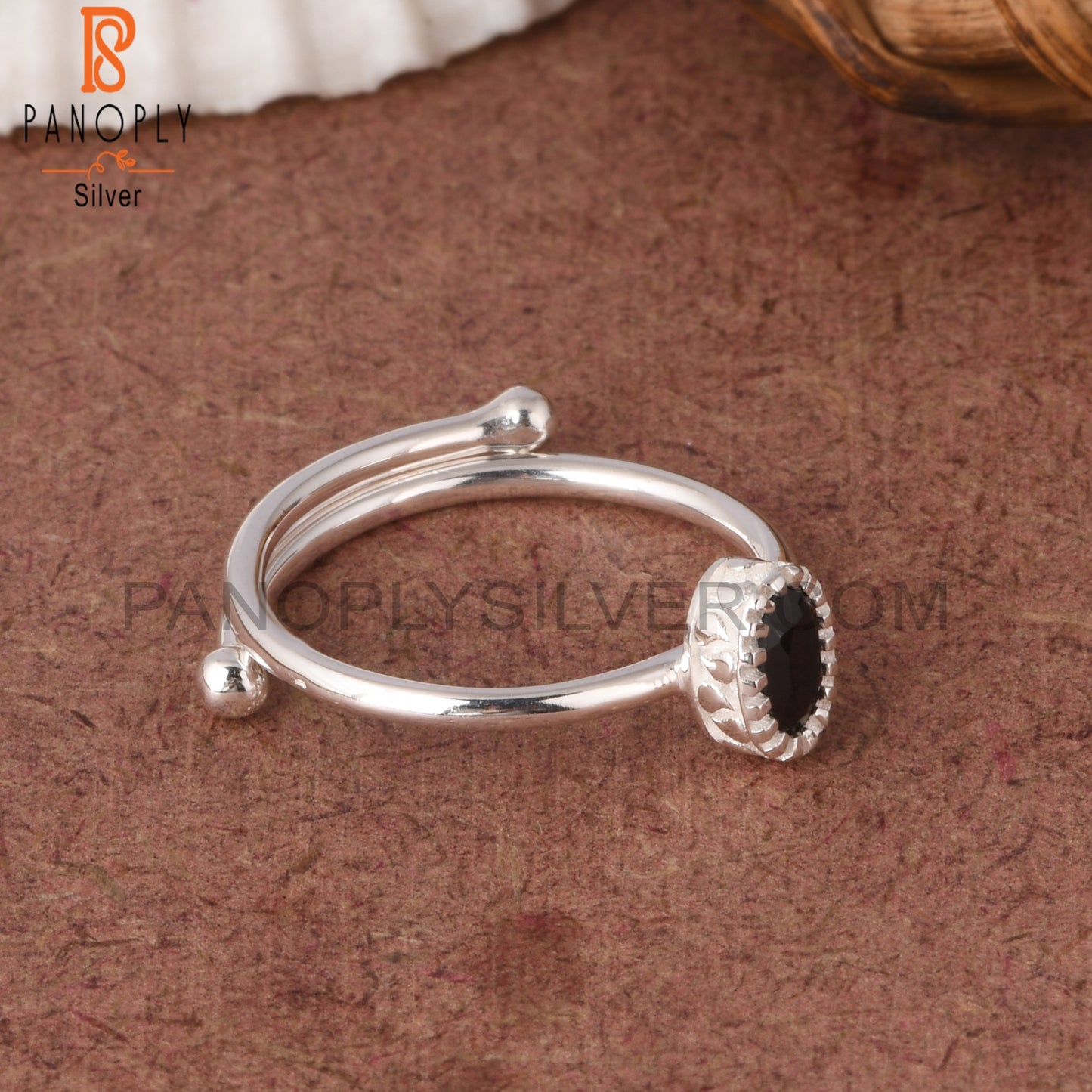 Black Spinel Oval Shape 925 Sterling Silver Ring