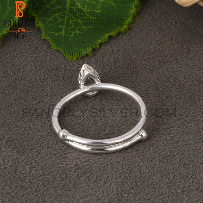 Pink Amethyst Pear 925 Silver Beautiful Adjustable Ring