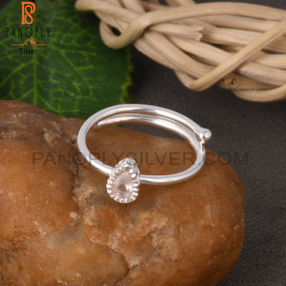 Rose Quartz Pear Shape 925 Sterling Silver Ring