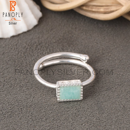 Amazonite Baguette Shape 925 Sterling Silver Ring