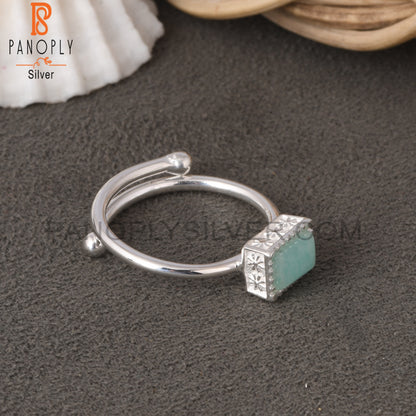 Amazonite Baguette Shape 925 Sterling Silver Ring