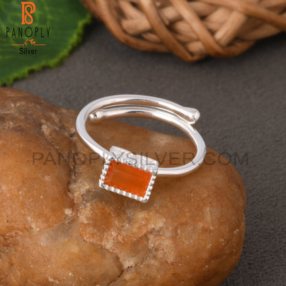 Carnelian Baguette Shape 925 Sterling Silver Ring