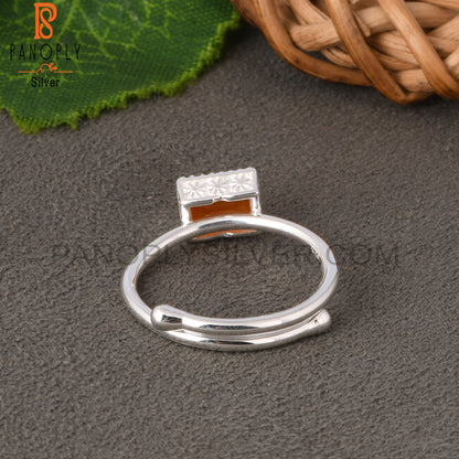 Carnelian Baguette Shape 925 Sterling Silver Ring