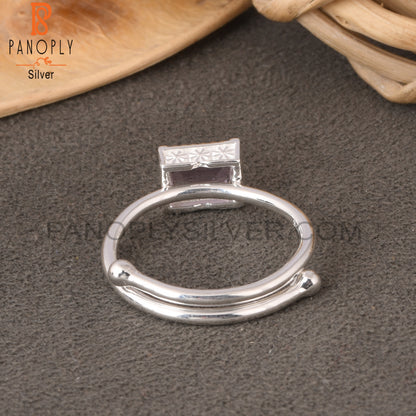Pink Amethyst Baguette Shape 925 Sterling Silver Ring