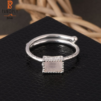 Rose Quartz Baguette Shape 925 Sterling Brithstone Jewelry