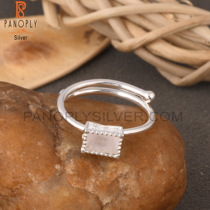 Rose Quartz Baguette Shape 925 Sterling Brithstone Jewelry