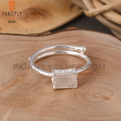 Rose Quartz Baguette Shape 925 Sterling Brithstone Jewelry