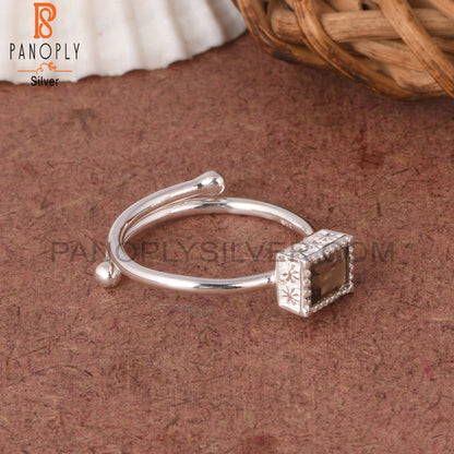 Smoky Baguette Shape 925 Sterling Silver Ring