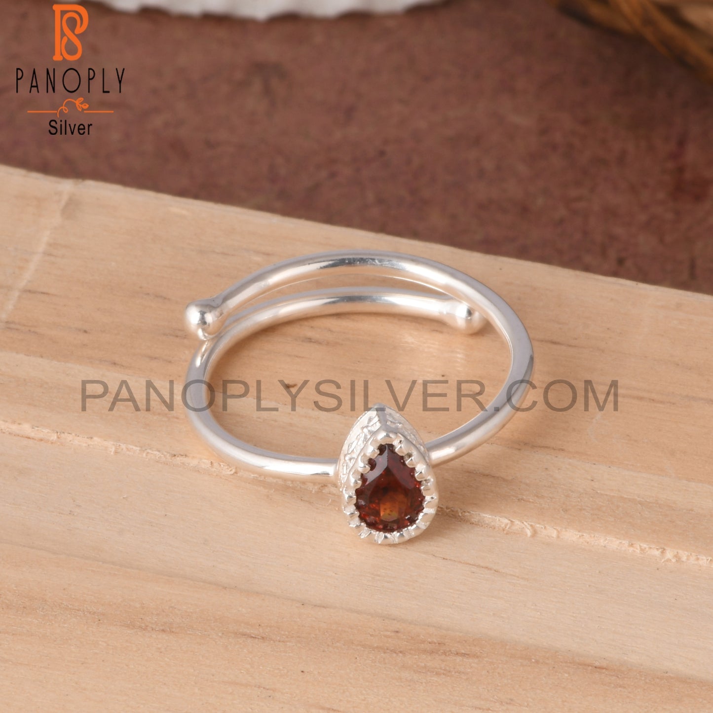 Garnet Pear Shape 925 Sterling Silver Openable Gift Ring