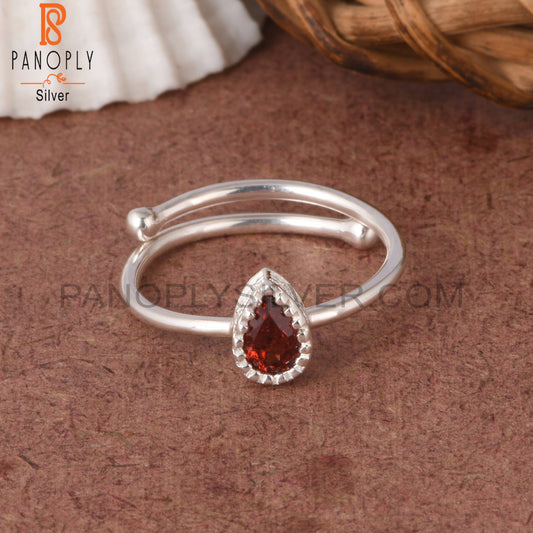 Garnet Pear Shape 925 Sterling Silver Openable Gift Ring