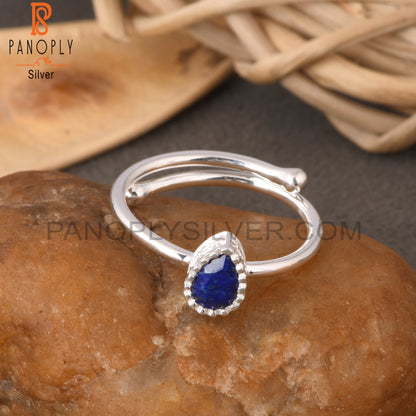 Lapis Pear 925 Sterling Silver Blue Stone Ring