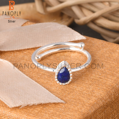 Lapis Pear 925 Sterling Silver Blue Stone Ring