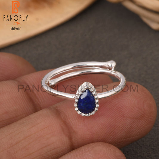 Lapis Pear 925 Sterling Silver Blue Stone Ring