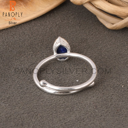 Lapis Pear 925 Sterling Silver Blue Stone Ring