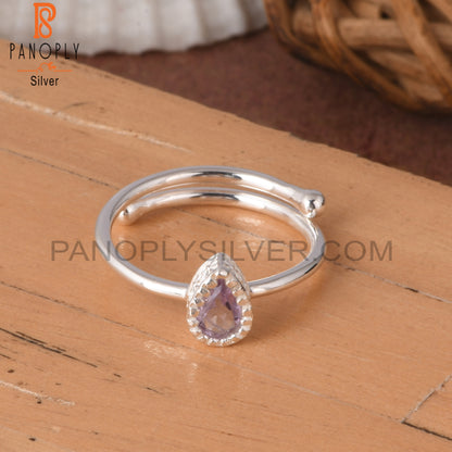 Pink Amethyst Pear Shape 925 Sterling Silver Ring
