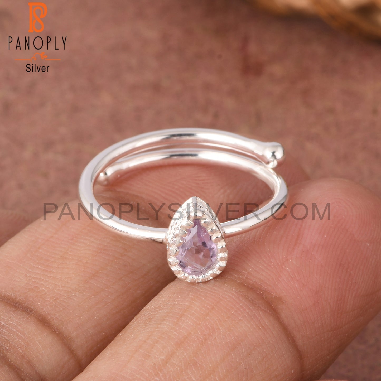 Pink Amethyst Pear Shape 925 Sterling Silver Ring