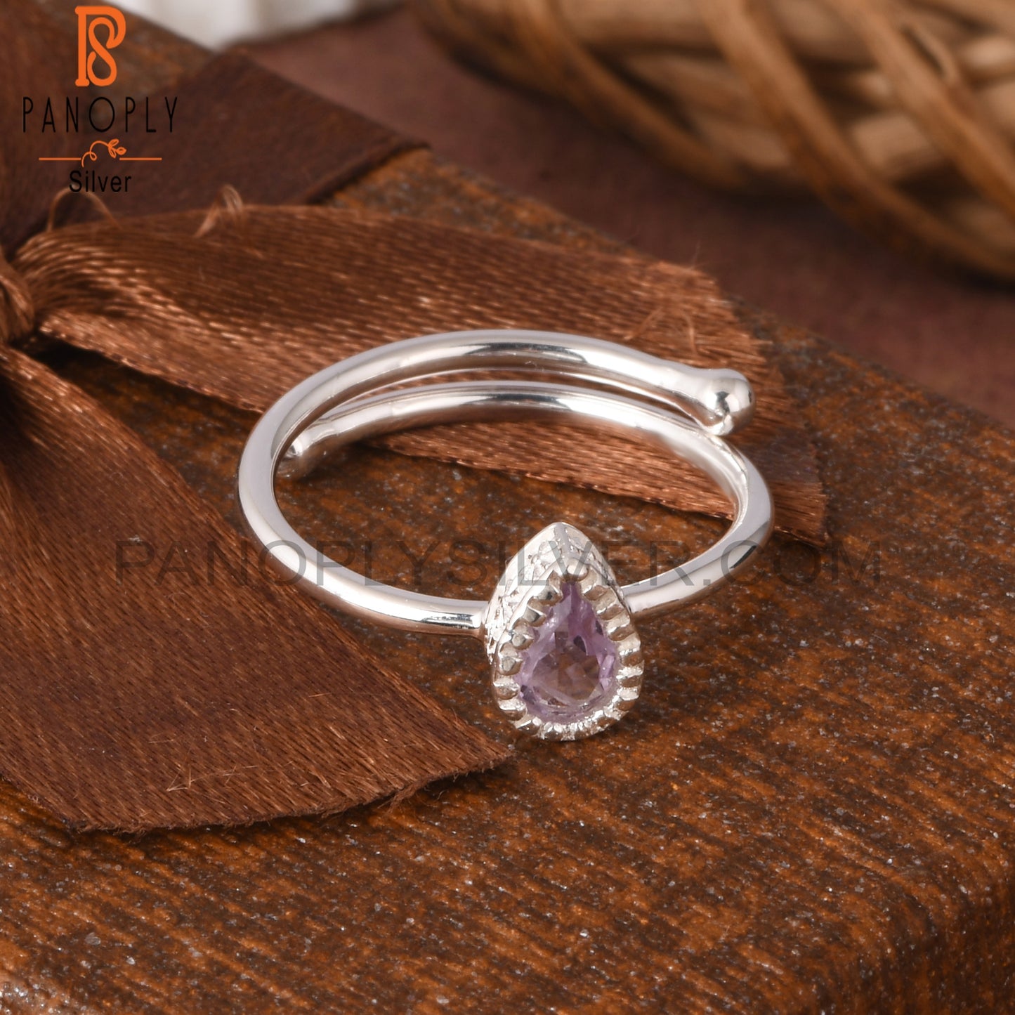 Pink Amethyst Pear Shape 925 Sterling Silver Ring