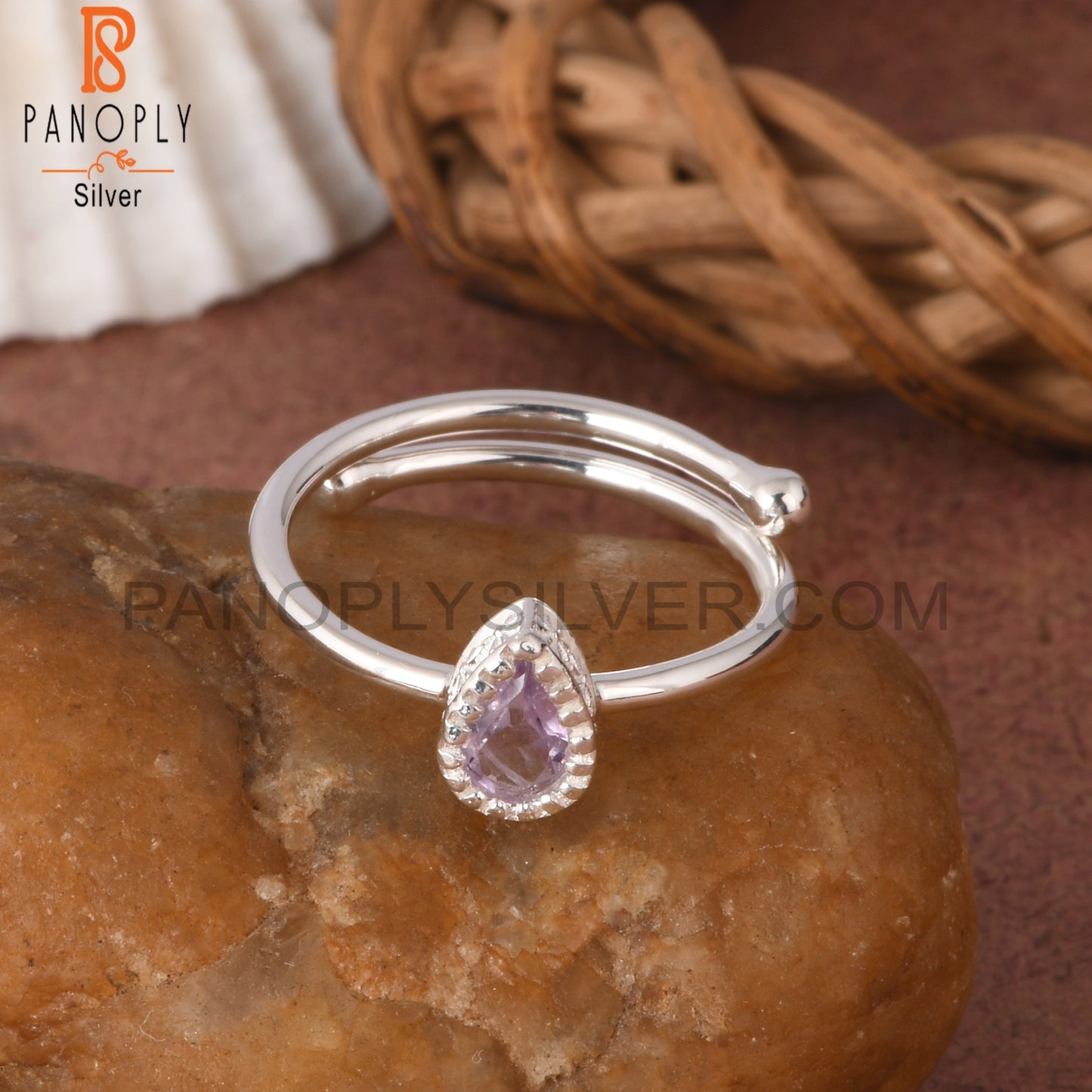 Pink Amethyst Pear Shape 925 Sterling Silver Ring