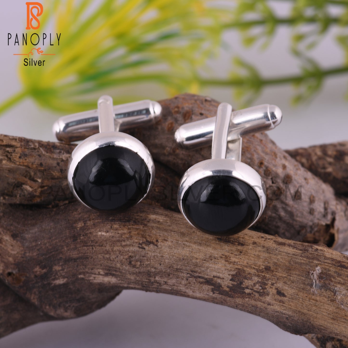Black Onyx Round 925 Sterling Silver Earrings