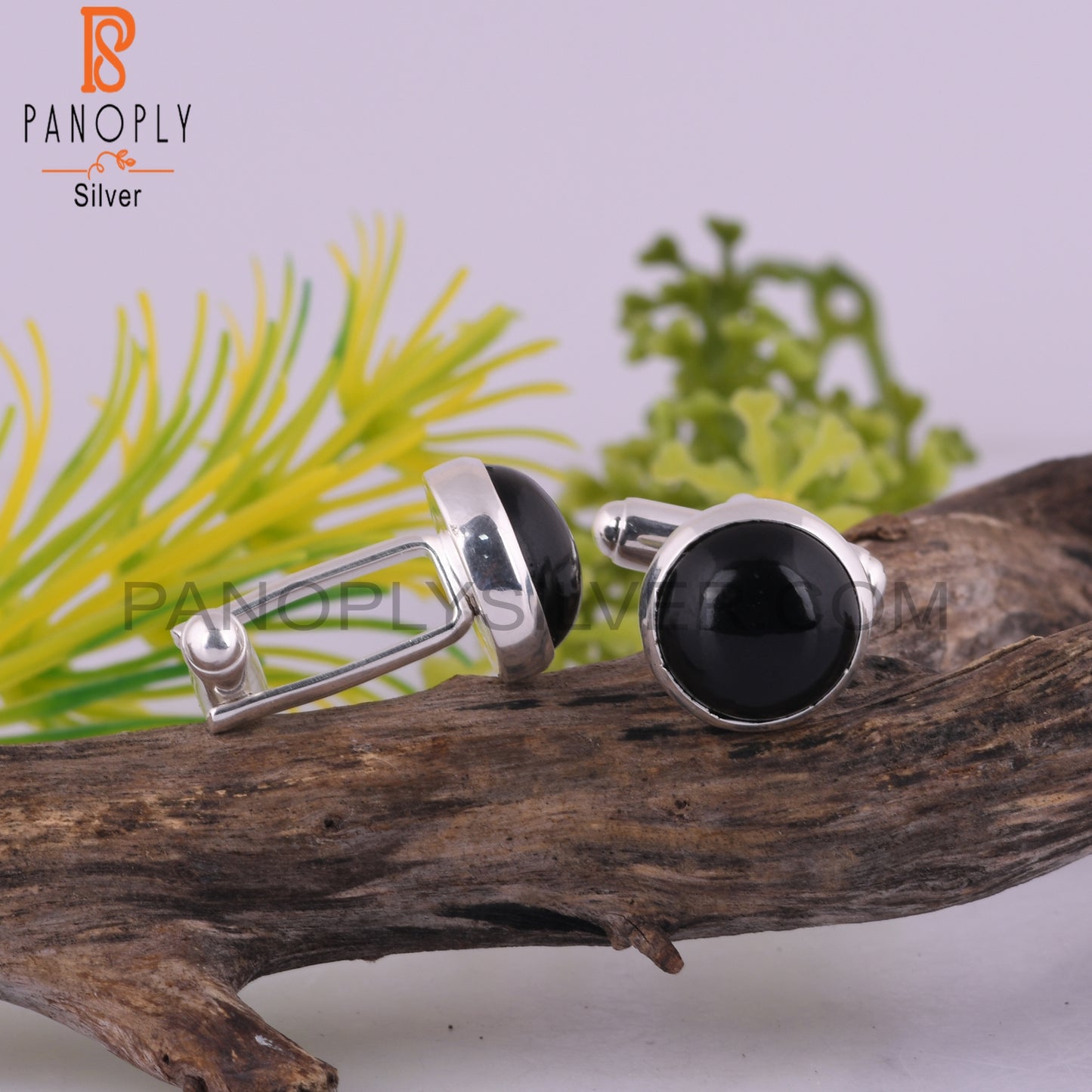 Black Onyx Round 925 Sterling Silver Earrings