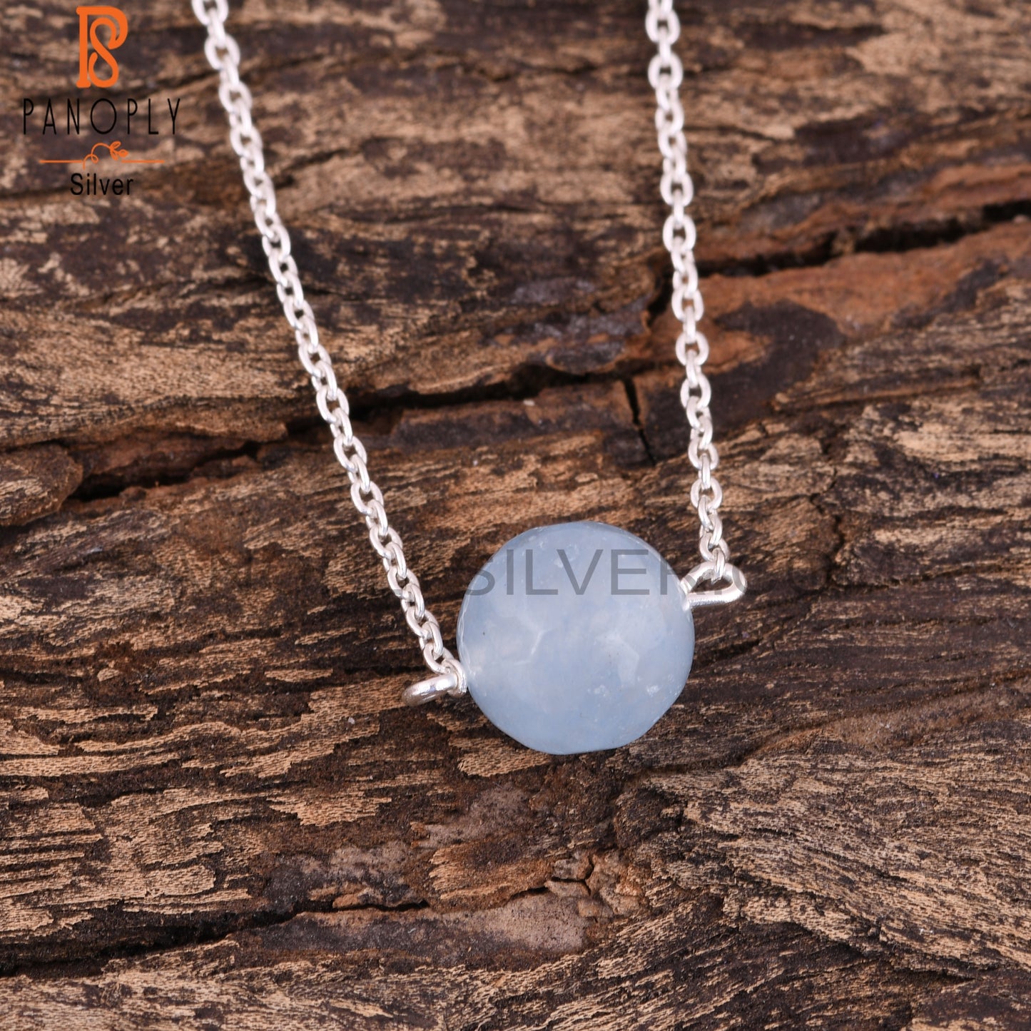 Aqua Chalcedony Round Shape 925 Sterling Silver Bracelet