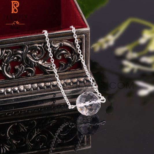 Crystal Quartz Round Shape 925 Sterling Silver Bracelet