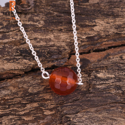 Red Onyx Round 925 Sterling Silver Bracelet For Christmas