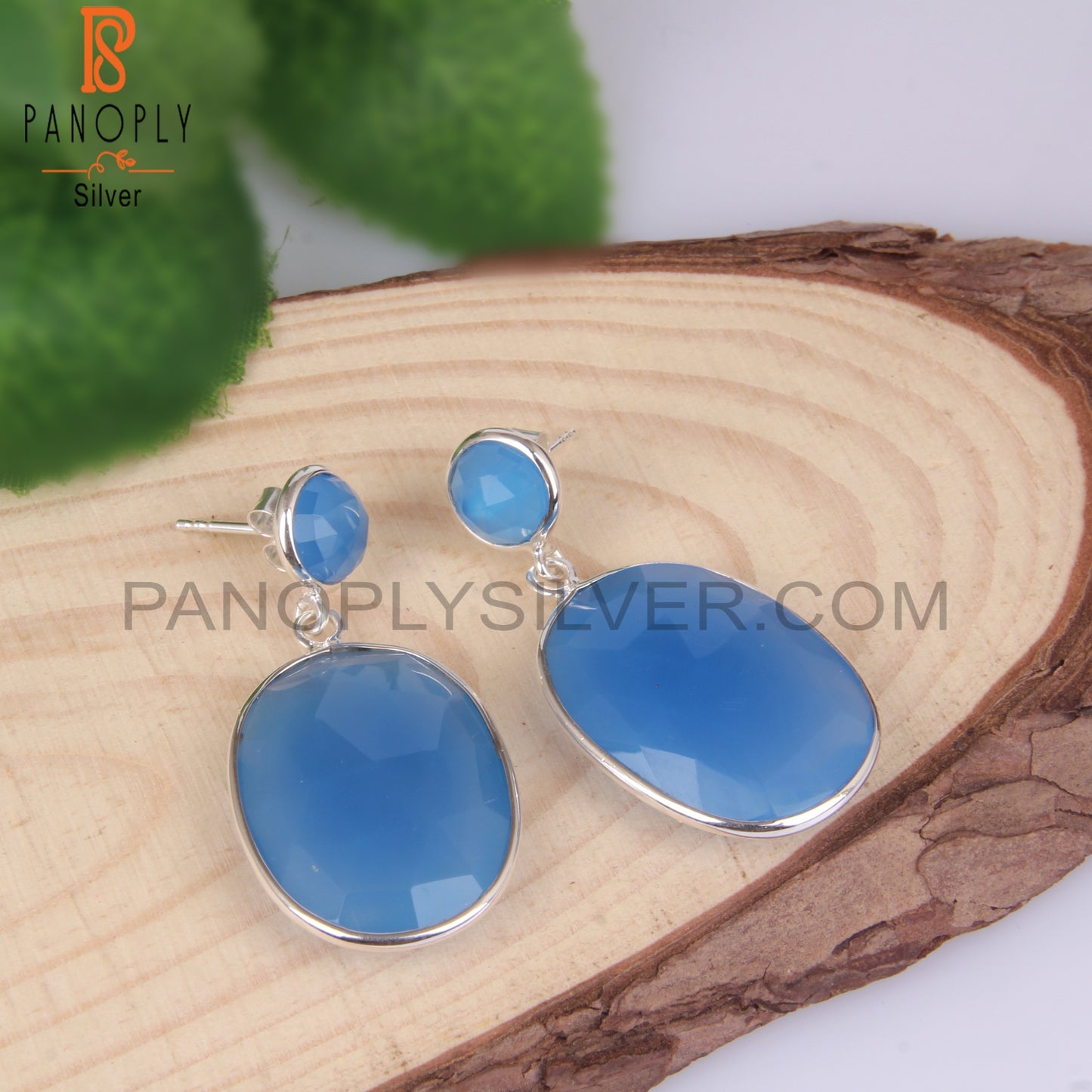 Blue Chalcedony 925 Sterling Silver Drop Earrings
