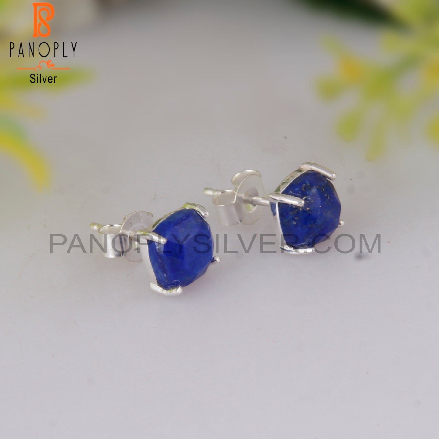 Lapis Lazuli 925 Sterling Silver Studs Beautiful Earrings
