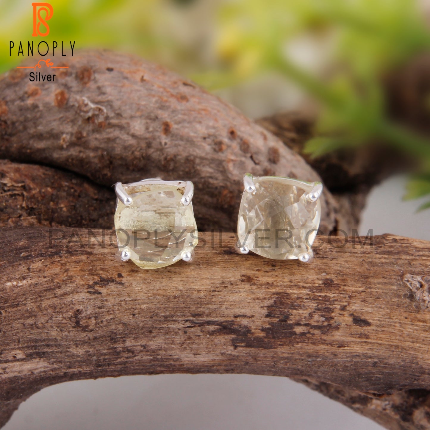 Lemon Topaz Cushion 925 Sterling Silver Studs Earrings