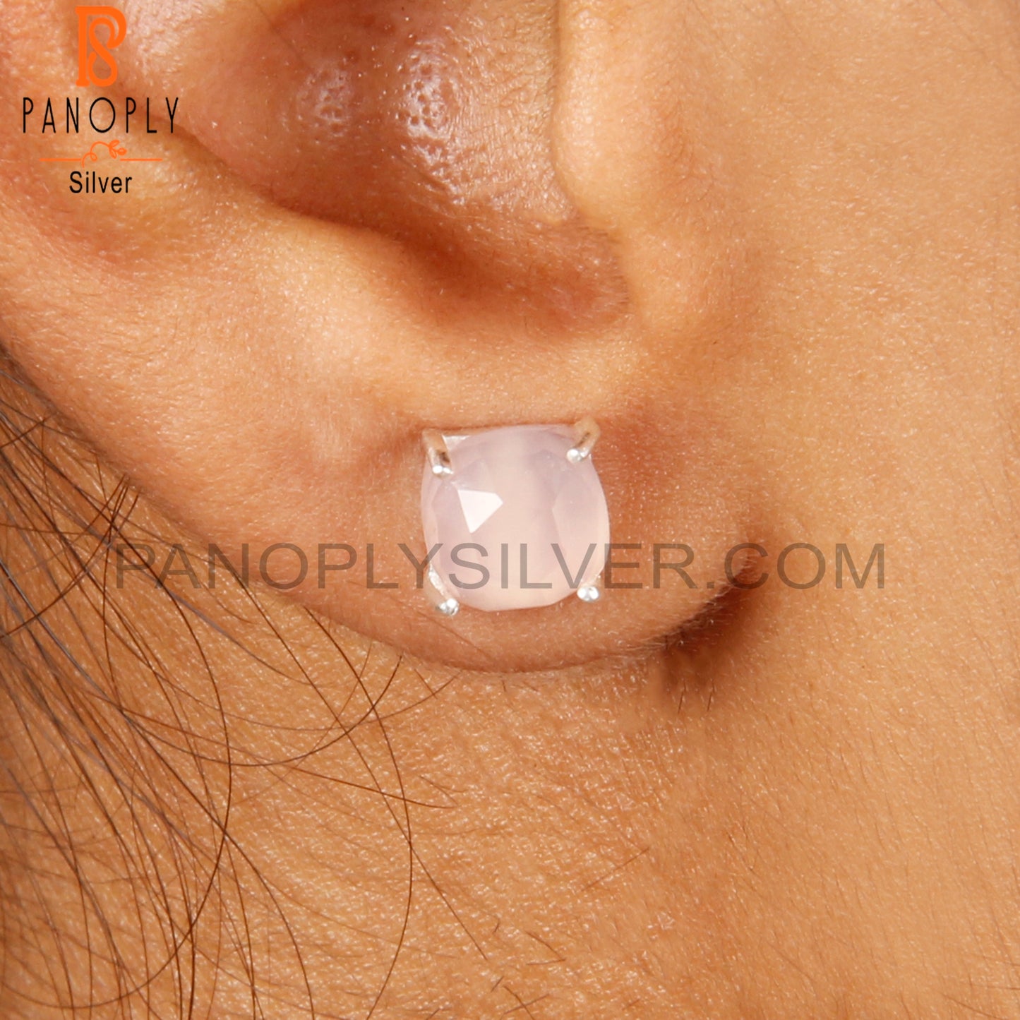 Rose Chalcedony 925 Sterling Silver Studs Earrings