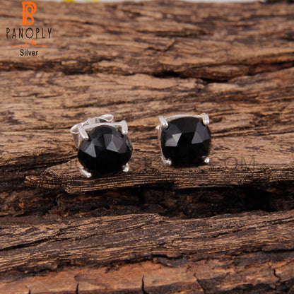 Black Onyx Cushion 925 Sterling Silver Studs Earrings