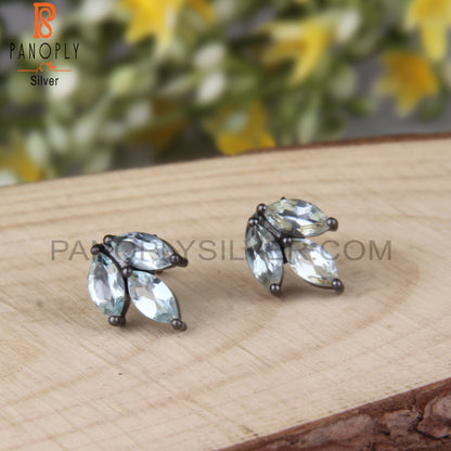 Blue Topaz Marquise Shape 925 Sterling Silver Earrings