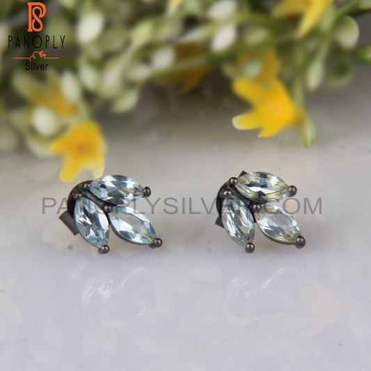 Blue Topaz Marquise Shape 925 Sterling Silver Earrings
