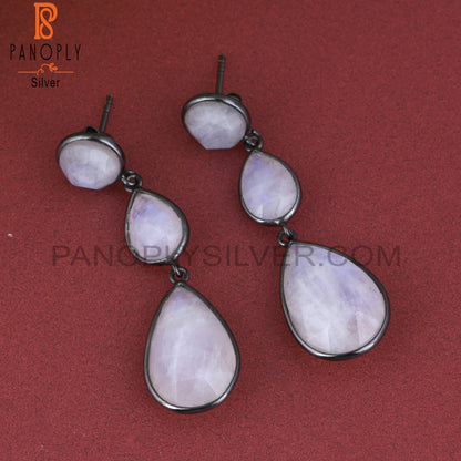 Rainbow Moonstone 925 Sterling Silver Designer Earrings