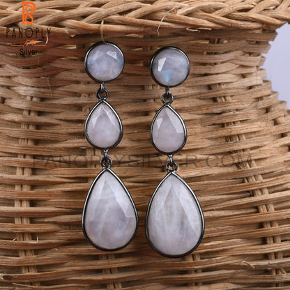 Rainbow Moonstone 925 Sterling Silver Designer Earrings