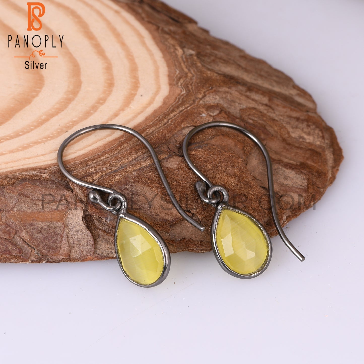 Moonstone Yellow Cultured Pear 925 Sterling Silver Earrings