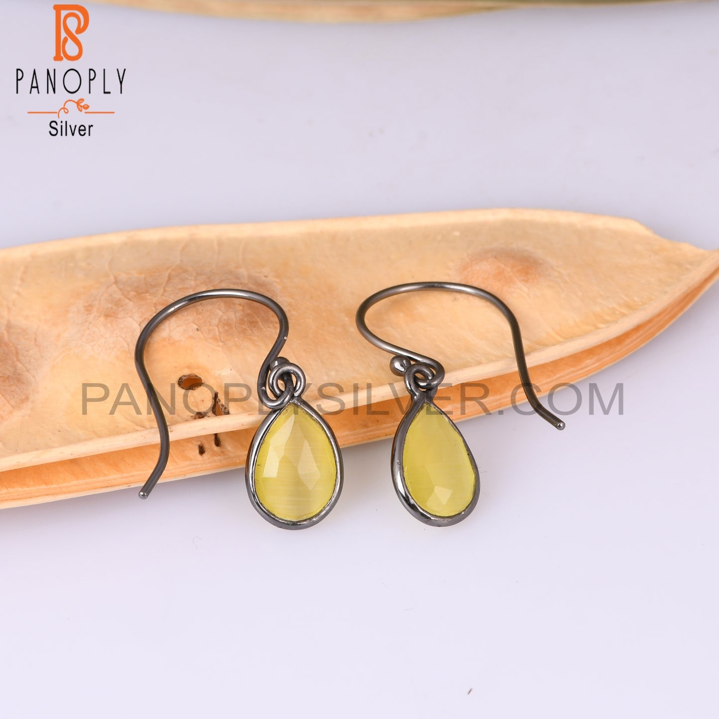 Moonstone Yellow Cultured Pear 925 Sterling Silver Earrings