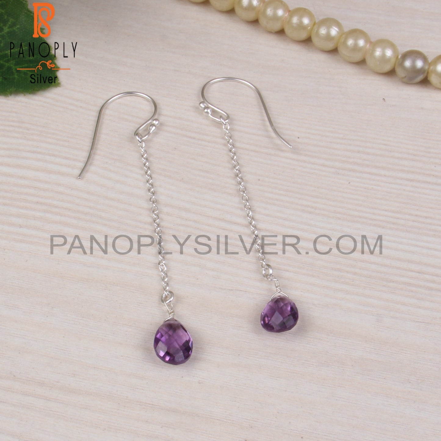 Amethyst Pear 925 Sterling Silver Earrings