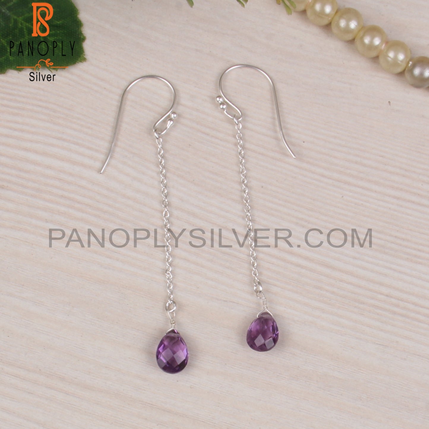Amethyst Pear 925 Sterling Silver Earrings