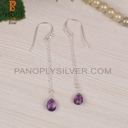 Amethyst Pear 925 Sterling Silver Earrings