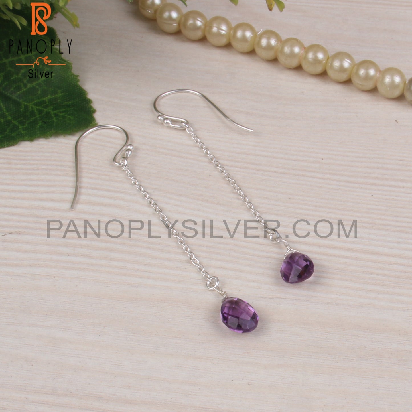 Amethyst Pear 925 Sterling Silver Earrings