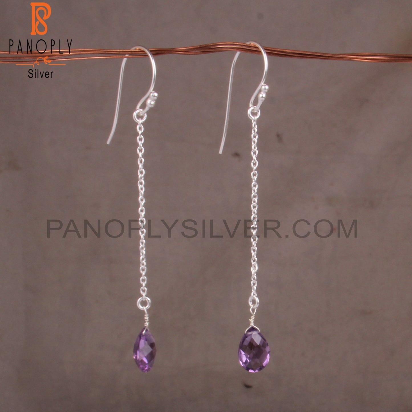 Amethyst Pear 925 Sterling Silver Earrings