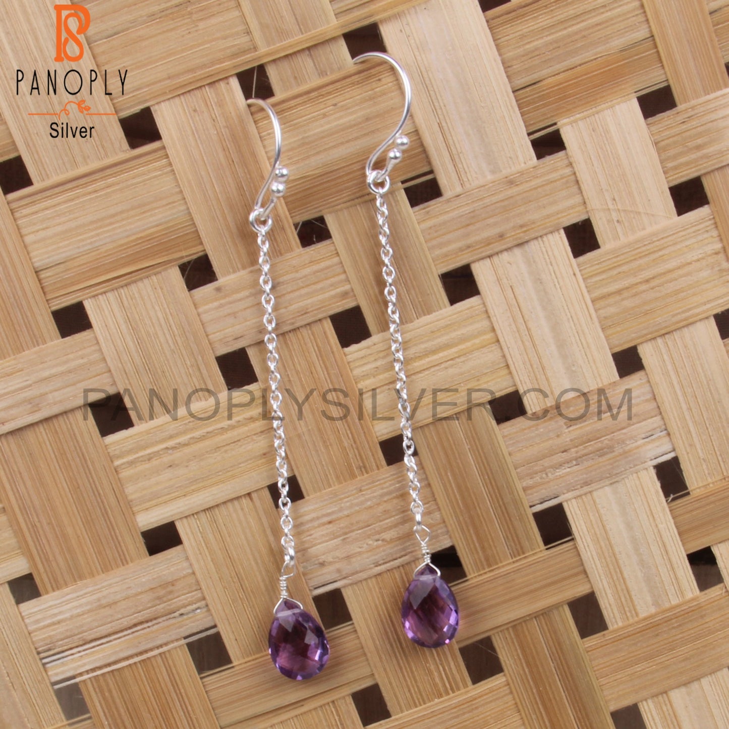 Amethyst Pear 925 Sterling Silver Earrings