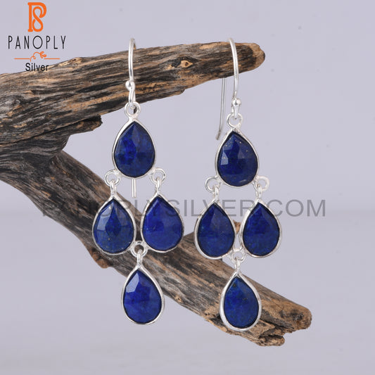 Lapis 925 Sterling Silver Pear Drop Earrings