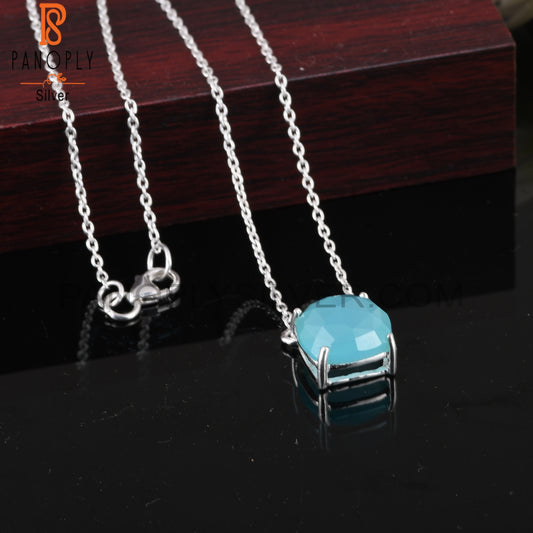 Aqua Chalcedony 925 Sterling Silver Pendant