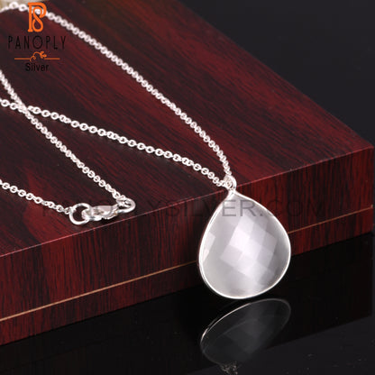 Moon Stone White Cultured 925 Pendant With Chain