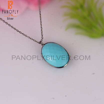 Turquoise Cultured 925 Sterling Silver Pendant With Chain