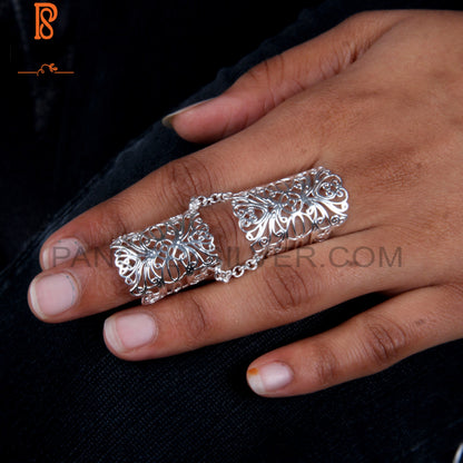 Handmade Mandala 925 Stamp Sterling Silver Knuckle Ring